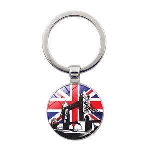 London England Souvenir Keychain Zinc Alloy Glass Dome Union Jack Flag Big Ben Tower Bridge Bag Pendant