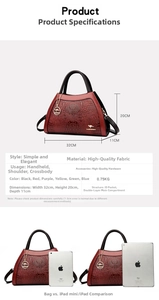 Detail view of burgundy crocodile pattern handbag with dimensions 32x20x11cm and golden hardware