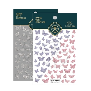 Autocollants 3D papillons pour ongles, dégradé violet et rose, série TS-255