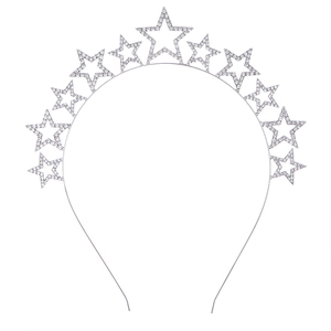 Elegant silver rhinestone star headband for Christmas party and festive hair accessory