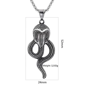 Gothic cobra snake pendant in stainless steel with 52mm height and 12.02g weight details