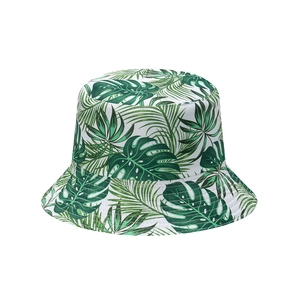 Tropical monstera leaf print bucket hat for men and women, summer sun protection beach cap