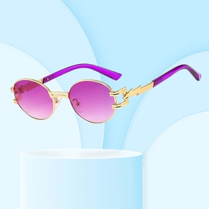 Ovale Steampunk Sonnenbrille Metallrahmen Blitz Bügel UV400 Schutz Farbverlauf Mode Brille Unisex