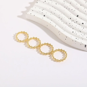 Set of four 14K gold plated beaded rings for women minimalist fashion jewelry
