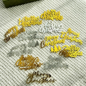 Merry Christmas Cake Topper Acrylic Mirror Finish Holiday Party Decoration Dessert Insert Ornament