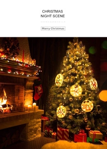 Cozy indoor Christmas setting with warm LED light string featuring Santa and snowman patterns
