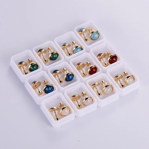 Set of 12 pairs of colorful gemstone stud earrings in a white gift box for women