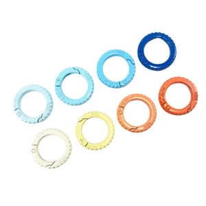 Colorful alloy round spring snap rings for keychains and DIY crafts, 42/50-16 size rings