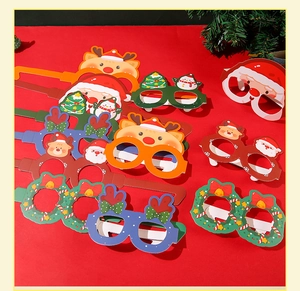 Lot de lunettes de Noël en papier coloré avec motifs de Père Noël, rennes et bonhommes