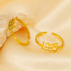 18K gold plated stainless steel adjustable birth year rings with 1995 and 1998 numerals