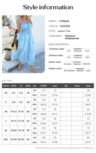 Detailed size guide table for bohemian high waist maxi dress in CM and INCH