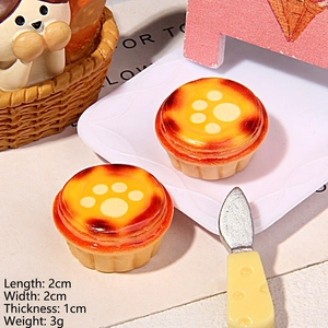 Modèles miniatures de tartes aux œufs en résine avec motifs de pattes de chat et mini-couteau