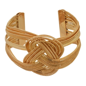 Minimalist multi-layer gold twisted metal chain knot cuff bracelet for women