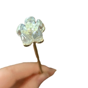 Elegant white lotus flower hair pin with gold metal rod for Chinese style updos
