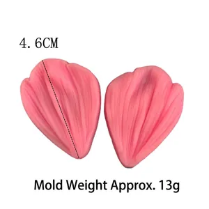 Detailed pink silicone petal mold featuring realistic vein textures and a 4.6cm size
