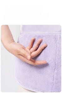 Detail of soft purple microfiber coral velvet hand towel with high water absorption
