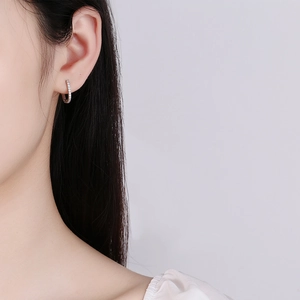Elegant S925 sterling silver hoop earrings with micro-pave zircons and 18k gold plating