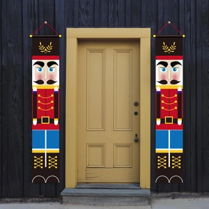 Nutcracker soldier Christmas door banners set for festive home and window decoration