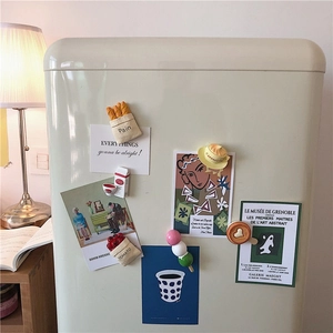 Creative 3D food-shaped fridge magnets featuring mini bread, milk, and coffee models