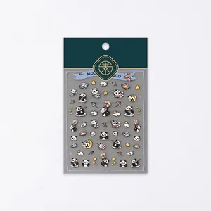 3D Cute panda nail art stickers with astronaut stars and clouds on card packaging