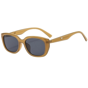 Lunettes de soleil rétro à petite monture ambrée et verres gris foncé élégants