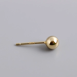 Minimalist 5mm gold plated S925 sterling silver ball stud earrings with polished finish