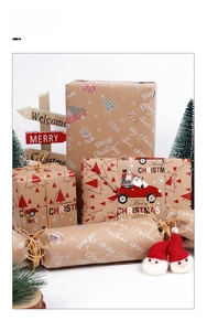 Christmas kraft paper rolls featuring vintage red santa and reindeer festive prints