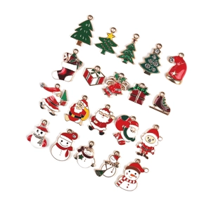 Mix of 20 Christmas alloy pendants with Santa Claus and Snowman designs for DIY jewelry