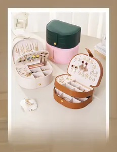Detail view of multi-layer PU leather jewelry boxes with soft lining and metal lock