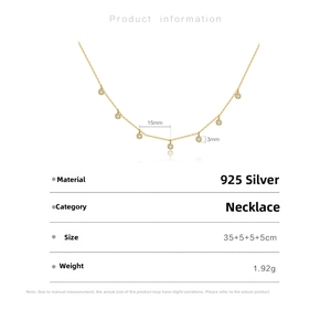 Detail view of 925 silver necklace with 3mm round zircons and multi-stage extension chains
