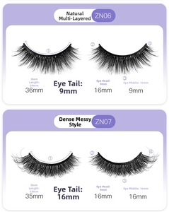 Detailed comparison of natural ZN06 and voluminous ZN07 styles fake eyelashes