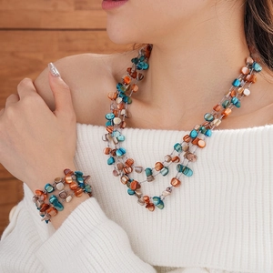 Bohemian Multilayer Necklace And Bracelet Irregular Shell Beads Colorful Vintage Ethnic Accessories For Women Wear
