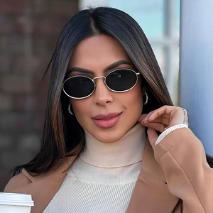 Retro Oval Sunglasses Metal Frame UV400 Protection Vintage Hip Hop Shades For Men Women Outdoor Driving