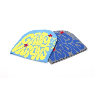 Bonnets d'hiver tricotés en bleu-jaune et gris-bleu avec motifs jacquard Grity Visions