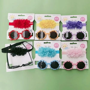 Cute panda baby sunglasses and matching floral headband set for girls aged 0-3 years