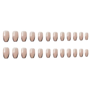 Set of 24 nude gradient press-on nails with glossy finish in medium-long square shape