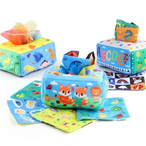 Pädagogische Baby-Taschentuchbox mit Dinosaurier-Themen und knisterndem Papier-Spielzeug