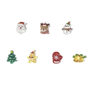 Christmas resin charms set with cute Santa, elk, and snowman for DIY nail art and crafts