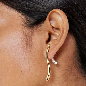 Boucles d'oreilles modernes en acier inoxydable bicolore au design épuré chic
