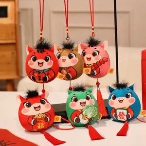 Süßes Plüsch Pferd Sternzeichen Maskottchen Anhänger Traditionelles Neujahrsgeschenk Stofftier Mit Quaste Roter Schnur Für Festival Home Dekoration