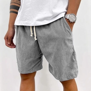 Herren Retro Cord Shorts Lässig Kordelzug Sommer Strand Bottoms Einfarbig Vintage Gerade Passform Shorts Für Männer