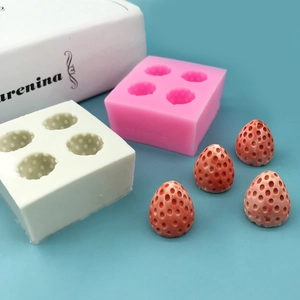 3D Strawberry Silicone Mold Multi Hole Cake Decorating Tool For Chocolate Candy Fondant Handmade Candle Soap Crafting