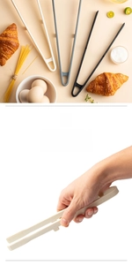 Ergonomic silicone food tongs for bread and steaks with anti-slip texture and multi-color options