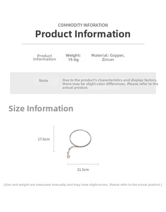 Tableau détaillé des tailles et matériaux pour collier choker double en cuivre et zircon