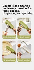 U-shaped double-sided cleaning brush for kitchen cutlery, chopsticks and knife edges