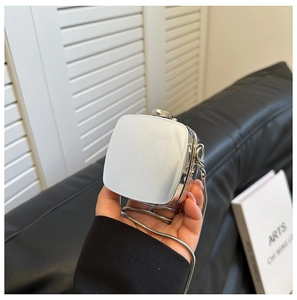 Mini silver mirror acrylic box bag with metal chain strap for summer evening fashion