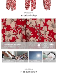 Breathable floral fabric detail with care icons for cool and lightweight jumpsuit material