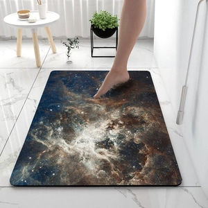 Starry Sky Nebula Pattern Bath Mat Absorbent Quick Dry Non-Slip Diatom Mud Floor Rug For Bathroom Home Decor