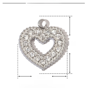Technical drawing showing 10mm height and 9mm width of the heart zircon pendant