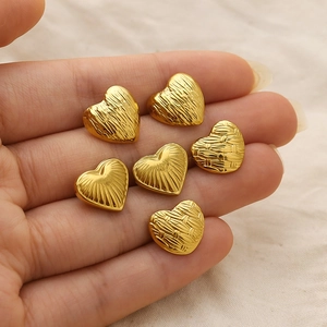 Vintage Stainless Steel Heart Stud Earrings For Women 18K Gold Plated Weaving Radial Texture Minimalist Ins Style Jewelry